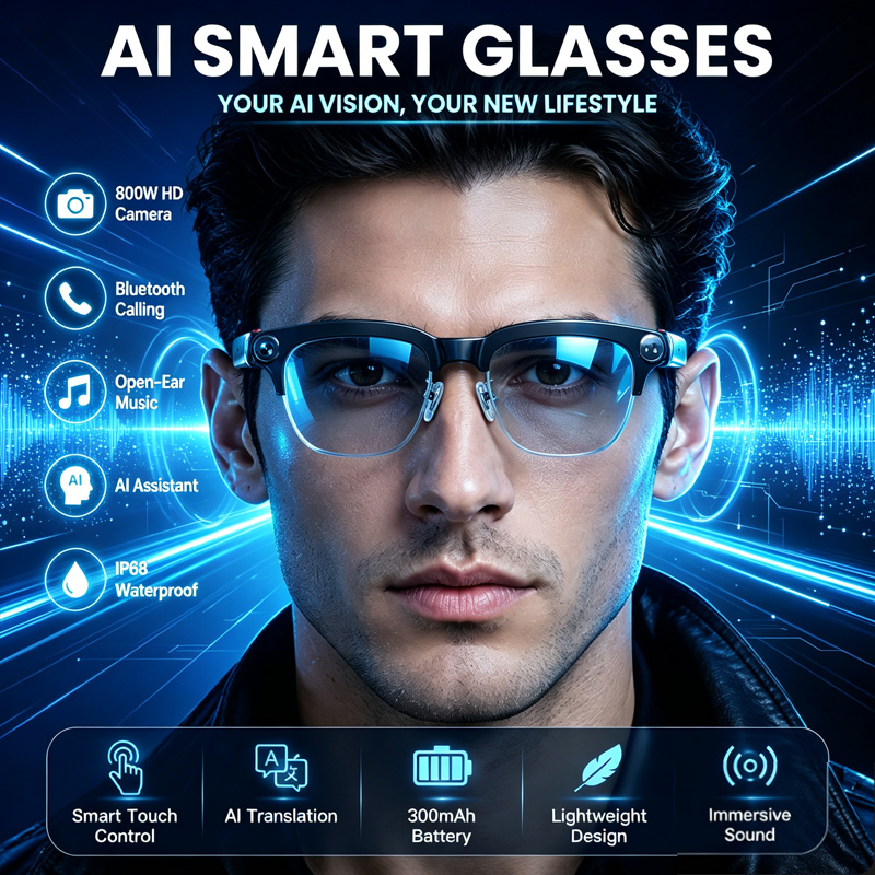 Audio Music Image - Óculos Inteligentes W630 com Câmera HD