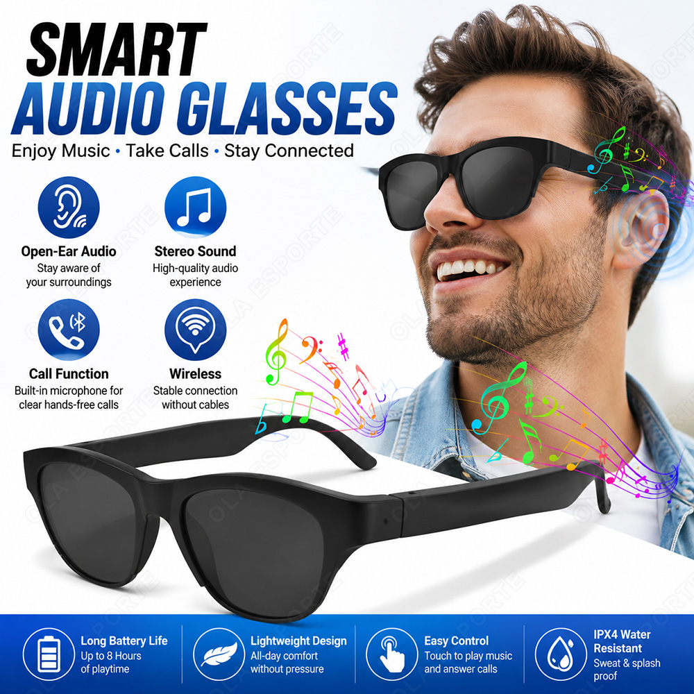Audio Music Voice - Óculos de Áudio Inteligentes Bluetooth 5.3