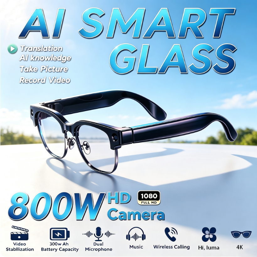 Óculos Inteligentes HD de 800W - Audio Music To Video Ai Free avaliação e preço